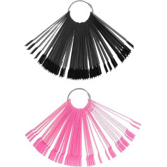 Gogogmee 200 Stück Teiliges Nagel Display Sticks Fächerförmige Nagellack Farbpalette Langlebige Nail Art Übungsplatten Vielseitig für Salon und Private Maniküre Schwarz-rosa Mix