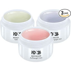 Набор 3 x 5 мл Gel Value Pack, Bonding Gel + Building Gel + Finish Sealing Gel, Made in Germany, Гель для ногтей, Низкое содержание кислоты, Самовыравнивающийся. розовый.