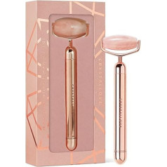 CRYSTALLOVE Пульсирующий ролик для лица из розового кварца - Массажер для лица - Антивозрастной массажный ролик - Лифтинг-массажер для лица - Масс