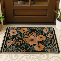 Коврик с цветочным узором, темно-зеленый цветочный коврик для украшения дома, осенний стиль, нескользящий, водонепроницаемый, для использо