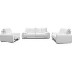 Yaco Mars Meble Big-Sofa Omega Upholstery Set 3 + 2 + 1 Sofa Living Room Sofa Set 3-Piece Couch (White)