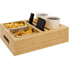 Iswabard Бамбуковый поднос для дивана, поднос для напитков и закусок, для закусок, напитков, пульта дистанционного управления, съемной крышки, 