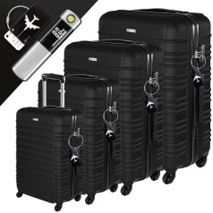 Набор чемоданов Devillo Atlas Travel Suitcase Set, Onyx black (черный), жесткий чемодан с колесами из TPU