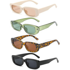 Unning Пакет из 4 прямоугольных солнцезащитных очков для женщин Ретро 90-х Модные солнцезащитные очки набор Винтаж квадратные очки для женщин