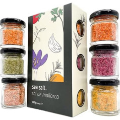FOODOKO FINEST - Подарочный набор соли для гурманов, соль для специй в дегустационном наборе, морская соль из Испании в подарочном наборе (6 баноче