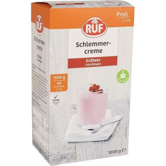 RUF Gourmet Cream Strawberry, без кипячения, насыпной десертный порошок для приготовления нежного пушистого десерта со вкусом клубники, без глютена, 1 x 1