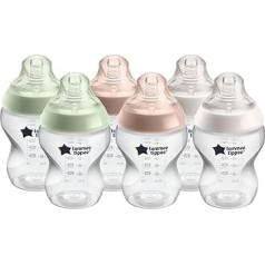 Tommee Tippee Closer to Nature 260 мл Соска натуральной формы с антиколиковым клапаном, набор из 6 штук, разноцветный