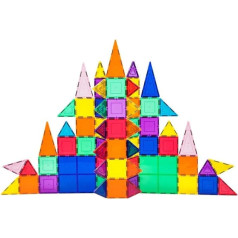 PicassoTiles PT101 Piece Magnetic Building Block 101 Piece Set Magnetic Tile Construction Toy Learning Set 3D Engineering STEM Educational Play Set Развитие мозга ребенка Складывание блоков