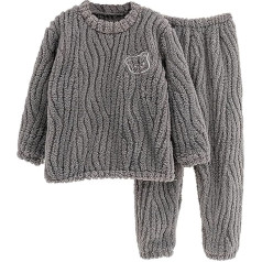 Муслин Топ Детские Мальчики и Девочки Осень и Зима Сплошной Цвет Мягкий Меховой Флис Утолщенный Домашняя Одежда Теплая Пижама Детская Оде