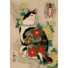 Xq647Zy Абстрактный японский татуированный кот арт-плакат для взрослых, семейная развивающая игрушка, 2000 штук, 70 х 100 см