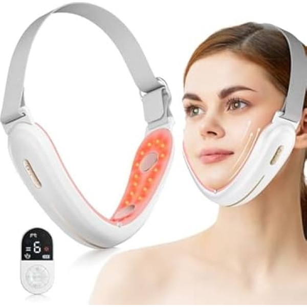 Электрический V-образный массажер для лица, ANLAN EMS прибор для подтяжки лица, 9 уровней интенсивности, 4 режима EMS, сине-красная лампа, массажер