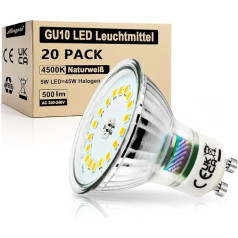 Allesgute GU10 LED 5 Вт светодиодные лампы стекло нейтральный белый 500 лм светодиодные лампы 45 Вт галогенные замена базы классический прожектор лам