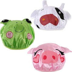 kilofly Водонепроницаемый Многоразовые Ванна Hat Дети Веселый Мультфильм Животных Душ Шапочки Набор из 3