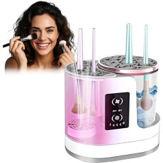 Очиститель для кистей, макияжа и сушилка, 3-в-1 электрический очиститель кистей для макияжа, функция мытья и сушки по времени, для всех типов 