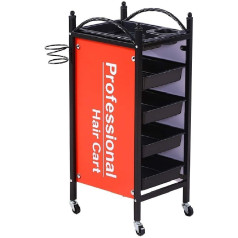 YGCBL Multifunktionaler Aufbewahrungswagen, Recyclingfahrzeuge, Friseurroller Aufbewahrungswagen Mit Rädern Und Haartrocknerhalter,Make-Up Salon Spa Beauty Cart Mit 5 Schubladen,Sammelfahrzeuge,Orang