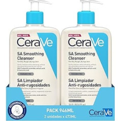 CeraVe, SA Roughness Cleansing Gel 2 x 236 мл для сухой, грубой и неровной кожи, мягко очищает и отшелушивает, обогащен эфирными керамидами, салициловой кисло