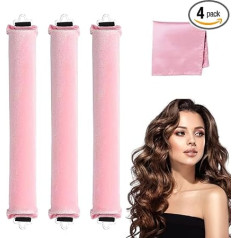 KUIZHEN 3 x Hot Free Curling Iron No Heat for Sleeping Overnight Flexible Rods with Hair Scarf Pink