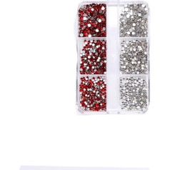 6Grids Kit Nail Decoration Mix Size Nail Diamond Flatback Rhinestone Glue Rhinestone DIY Sticker Skin Non Hotfix Crystals LT White