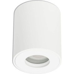 6er Set Aufbaustrahler IP44 Bad Außen rund Badezimmer Einbauleuchte Rahmen mit GU10 LED, Farbe:Weiß, Lichtfarbe:kaltweiß, Watt:1.2 Watt