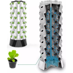 Вертикальный гидропонный сад-башня Hydroponic Growing Kit Indoor Outdoor DIY Soilless Growing с 48/64/80 точками роста для выращивания фруктов и овощей, 8 слоев