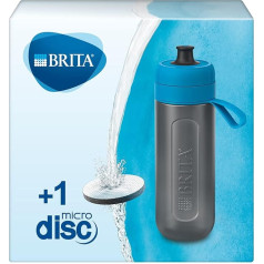 BRITA Fill and Go Active Sports Water Filter Bottle BPA Free Includes 1 Microdisc Lasting 150 L, Blue, 600 ml