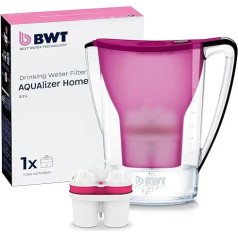BWT Aqualizer Home Water Filter Aubergine Including 1 Magnesium Filter Cartridge Water Filter Drinking Water for Food & Drinks Filters Limescale, Chlorine, Lead & Copper