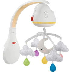 Fisher-Price GRP99 Мобиль и музыкальная шкатулка Dreamy Cloud с датчиком звука для автоматической активации, для малышей и детей