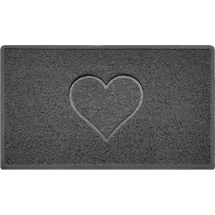 Коврик Nicoman Heart Embossed Doormat, Dirt Trapper Mat, моющийся, темно-серый (водонепроницаемая резиновая основа), средний (75 x 44 см)