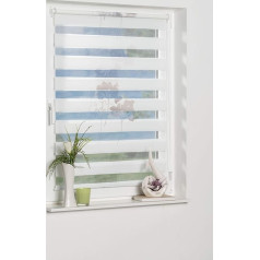 Двойная рулонная штора K-home Denia Klemmfix, не требует сверления, цвет бензиновый серый, 100 x 150 см (Ш x Д), дизайн: Цветок