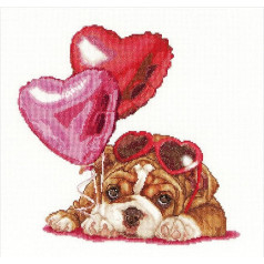 Thea Gouverneur 739A Valentine Puppy on 16 Count Aida, Counted Cross Stitch Kit, 12-Inch-by-12-Inch