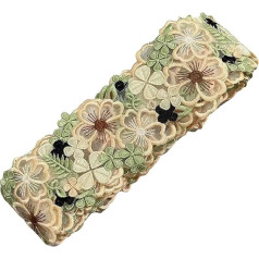 1 Ярд 3D Органза Зеленые Цветы Кружева Отделка, Цветные Цветы Вышивка Кружева Лента Кружева Граница Для Платья/Свадьбы/Бридальные DIY Швейные