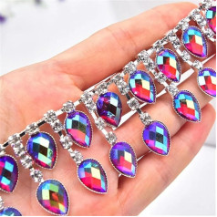 Niiyyjj Красочные Стразы Кисточка Бахрома Цепь Свадебное Платье Украшение Шитье Капля Граница 3,5 см Ширина 91 см