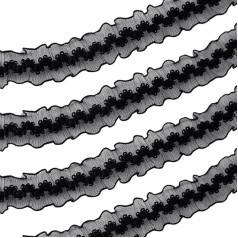 10M Черный Эластичный Органза Кружева Лента Оборка Шифон Лента Плиссированные Ткань Кружева Ленты Оборчатые Шитье Отделка Одежды Кружева О