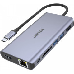 Концентратор usb-c 2x usb 3.1, hdmi 2.0, dp 1.4, rj45, sd, pd 100w; d1056a