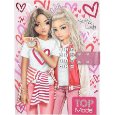 Depesche 12420 12240 TOPModel Дневник одной любви с цифровым кодом и звуком в розовом цвете, книга с сердечками в красном и розовом цвете и 80 линованными,