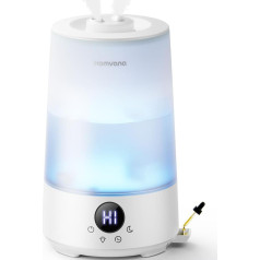Увлажнитель для спальни Homvana с верхним наполнением, 3,6 л 360° Cool Mist 34H Durable, Quiet 16 dB (SilentSpary Tech) Small, Humidifier Small, Baby, Diffuser Children's Room, Room Humidifier Ultrasonic (White)
