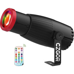 Pinspot LED Light, Czgor 18 W RGBW 4-в-1 LED Pinspot Spotlight с пультом дистанционного управления и ручной фокусировкой, мягкий уютный эффект, яркий сценический све
