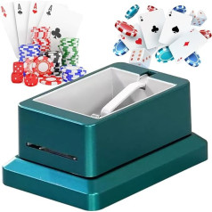 XCSCUK Автоматический дилер портативный шаффлер блэкджек техасский холдем дилер перезаряжаемый 360 градусов вращение для до 8 игроков (зелены