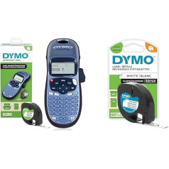 Этикетировочное устройство DYMO LetraTag LT-100H, портативное устройство и оригинальная этикет-лента LetraTag, черный на белом, 12 мм x 4 м, самоклеящаяся 