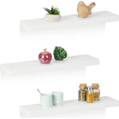 Настенные полки Relaxdays, Комплект из 3, Ш x Г: 60 x 15 см, Декоративные настенные полки, МДФ, Современный дизайн, Плавающая полка, Полка, Белый
