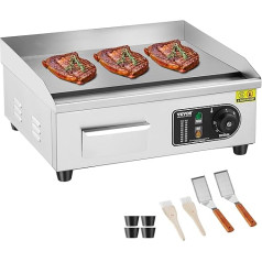 VEVOR Электрическая плита-гриль 2800 Вт Регулируемая температура 50-300°C Плита из нержавеющей стали 45 x 30 x 1 см с 2 лопастями и 2 щетками для дома ил