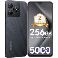 Мобильный телефон Blackview без контракта 12 ГБ + 256 ГБ, 5000 мАч, 6,56 дюйма 90 Гц Octa Core, смартфон без контракта Android 14 Dual 4G, 13MP + 8MP, отпечаток пальца/GPS