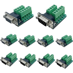 Willwewon 10PCS (5 мужских + 5 женских) DB9 без сварной печатной платы, RS-232 последовательный к 9-контактный сигнальный модуль с изолированной площадко