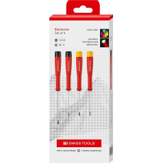 PB Swiss Tools Phillips Slotted Electronic Screwdriver Set PB 8620 | 100% Swiss Made | 4-Piece Precision Mechanic Screwdriver Set PH0 PH00 Slotted 1.8/2.5 for Fine Adjustment Work