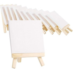 CONGRUI 10 Stück Leinwand und Staffelei Set Malerei Handwerk Zeichnung Kunst Dekoration Leinwand Malerei Ständer Kit