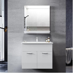 SONNI Набор мебели для ванной комнаты с раковиной с базовым шкафом и зеркалом Мебель для ванной комнаты 2 части 60 см высокий глянец