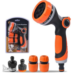 Пистолет-распылитель для садового шланга, 10 регулируемых насадок с контролем потока воды, идеально подходит для полива растений и газонов,