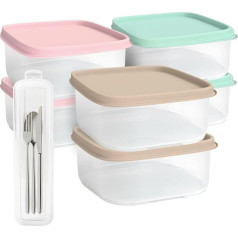 ELENANO | 6 контейнеров для хранения продуктов с крышкой + 1 бесплатный держатель для столовых приборов | Контейнеры для заморозки | Банки с крыш
