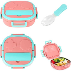 ZONJIE Bento-Box für Kinder, Edelstahl, 2 Fächer, komplettes Lunch-Set mit tragbarem Besteck, ideal für Kinder, spülmaschinenfest & BPA-freier Edelstahl, Bento-Box für Schule und Büro