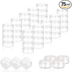 75 x 3g пластиковых косметических баночек с крышками - черный/розовый/прозрачный